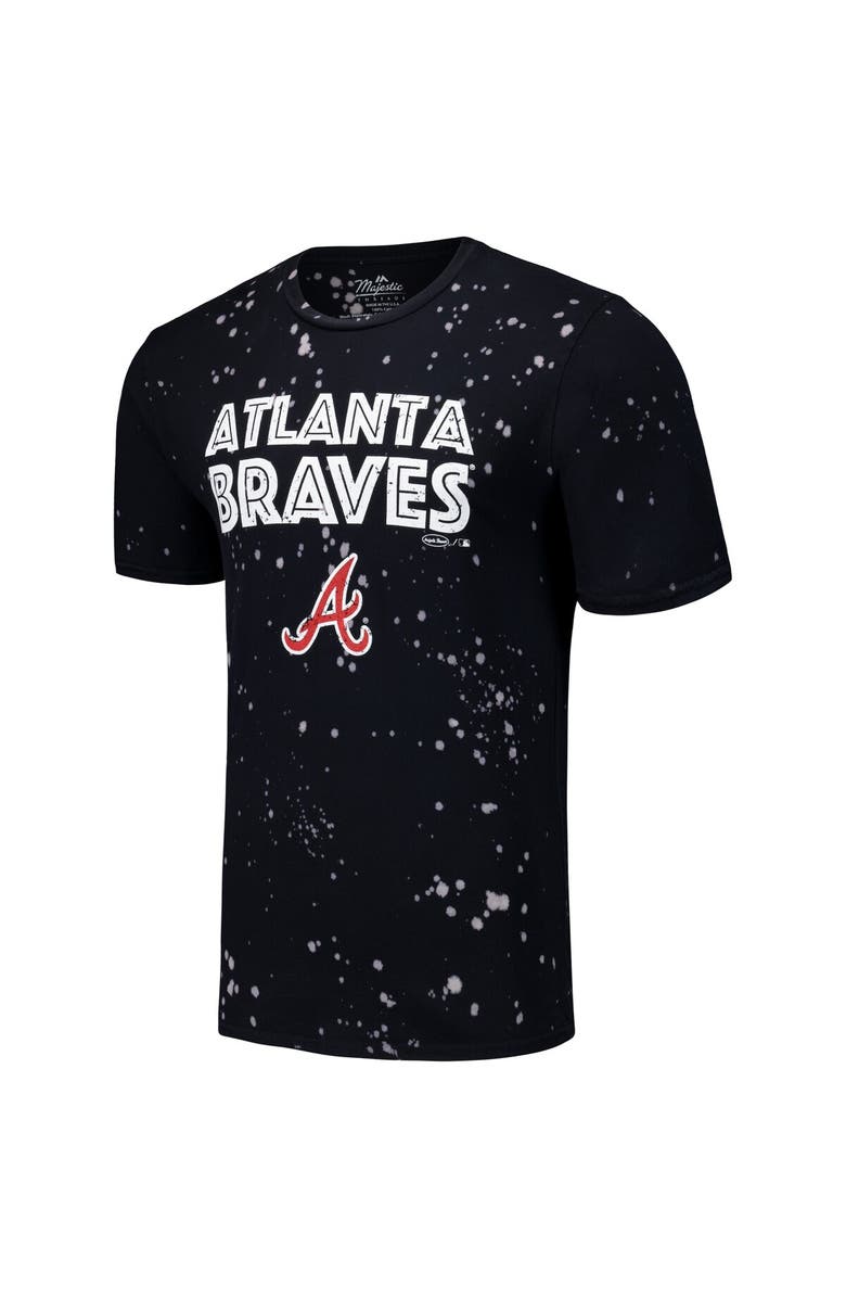 Majestic Threads Men's Majestic Threads Black/White Atlanta Braves Splatter T-Shirt, Alternate, color,