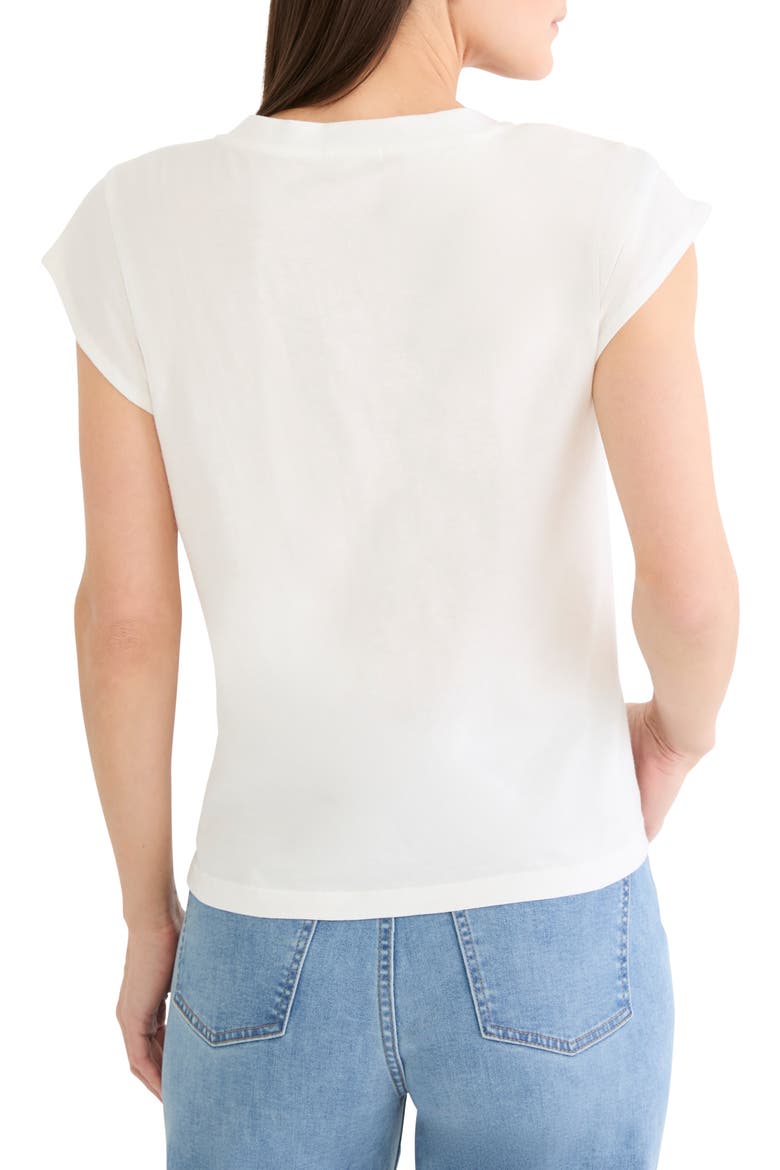 Cap Sleeve V-Neck Cotton Top, Alternate, color, PAPER WHITE