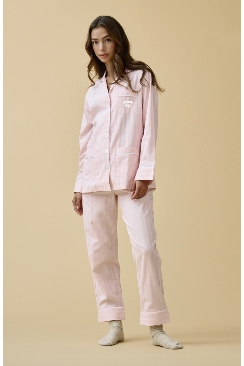 Mom Cotton Pajama Set, Alternate, color, Pink Peony