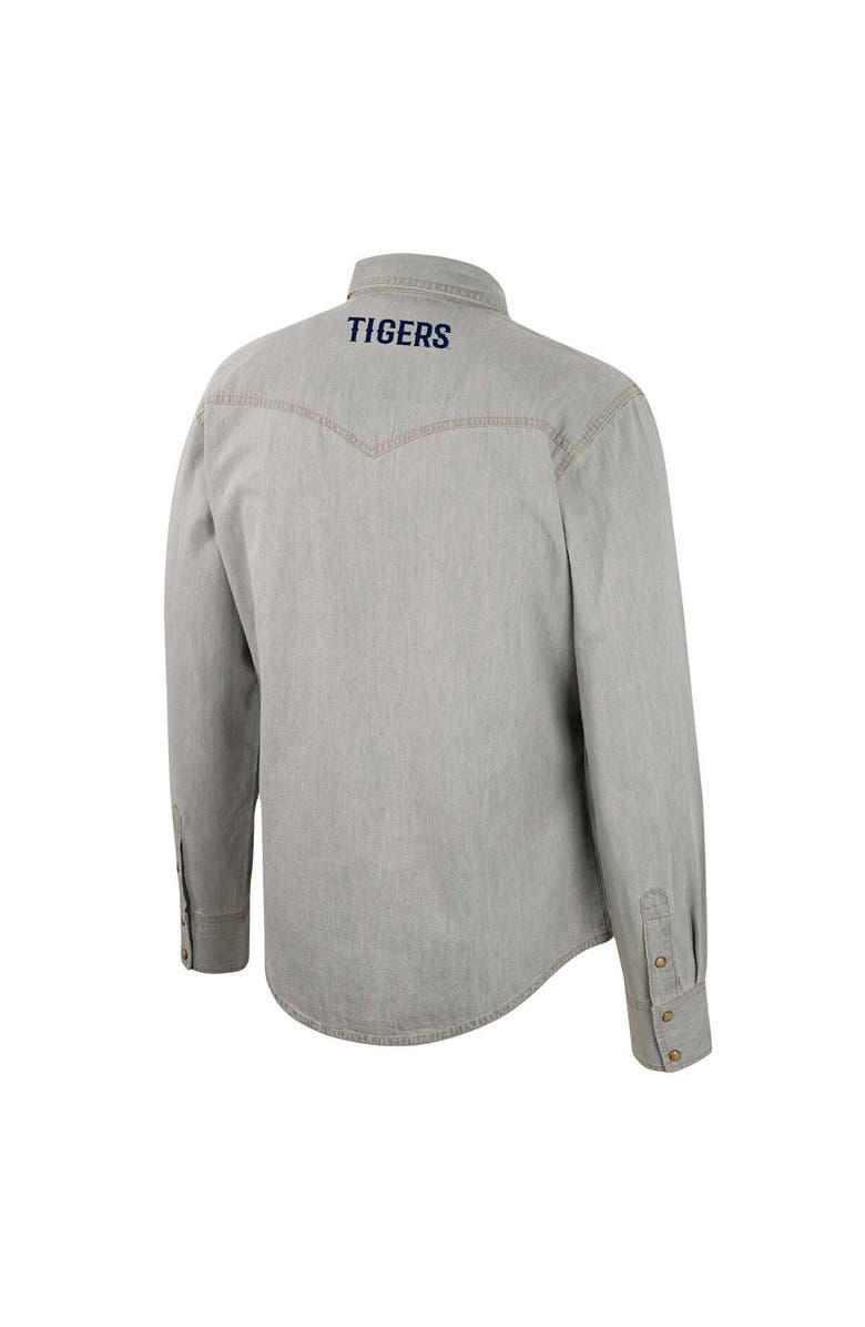 COLOSSEUM Men's Colosseum x Wrangler Gray Auburn Tigers Cowboy Cut Western Full-Snap Long Sleeve Shirt, Alternate, color, 