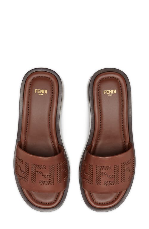 Fendi Embroidered Detail Platform Slides In F1stj Drk Ghianda Ghianda