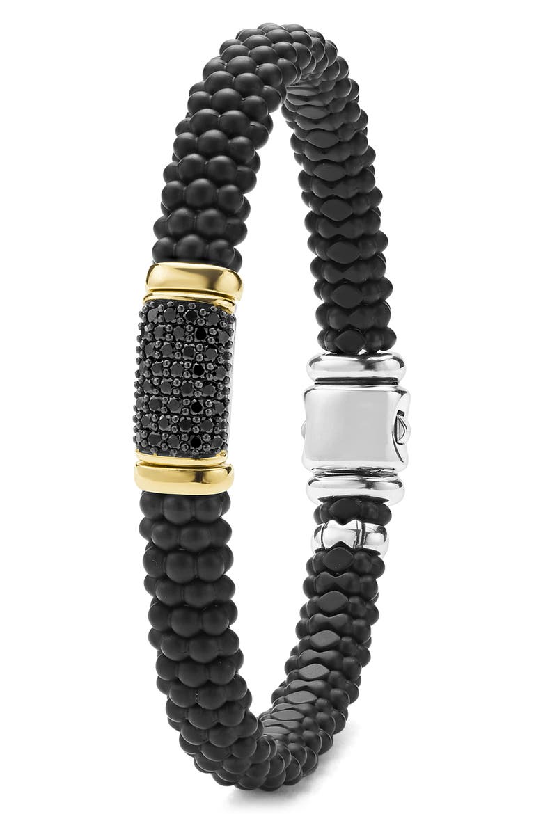 Men's Two-Tone Matte Black Ceramic Black Diamond Bracelet, Alternate, color, TWO TONE