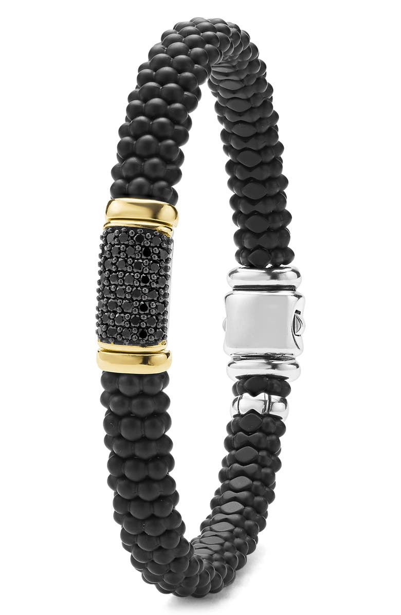 LAGOS Men's Two-Tone Matte Black Ceramic Black Diamond Bracelet, Alternate, color, Silver
