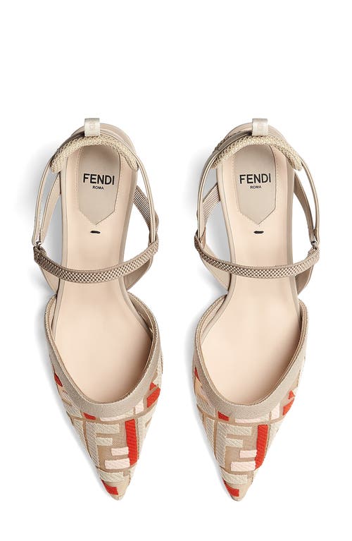 Fendi Colibri Lite Slingback In Beige Ff Mesh Women In Multi