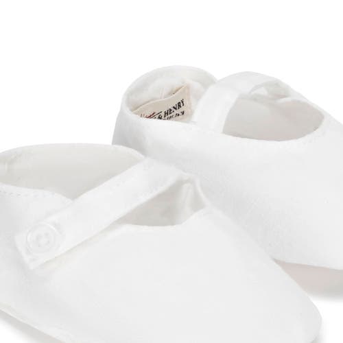 HOPE & HENRY HOPE & HENRY BABY LINEN BUTTON STRAP SOFT SHOE, INFANT
