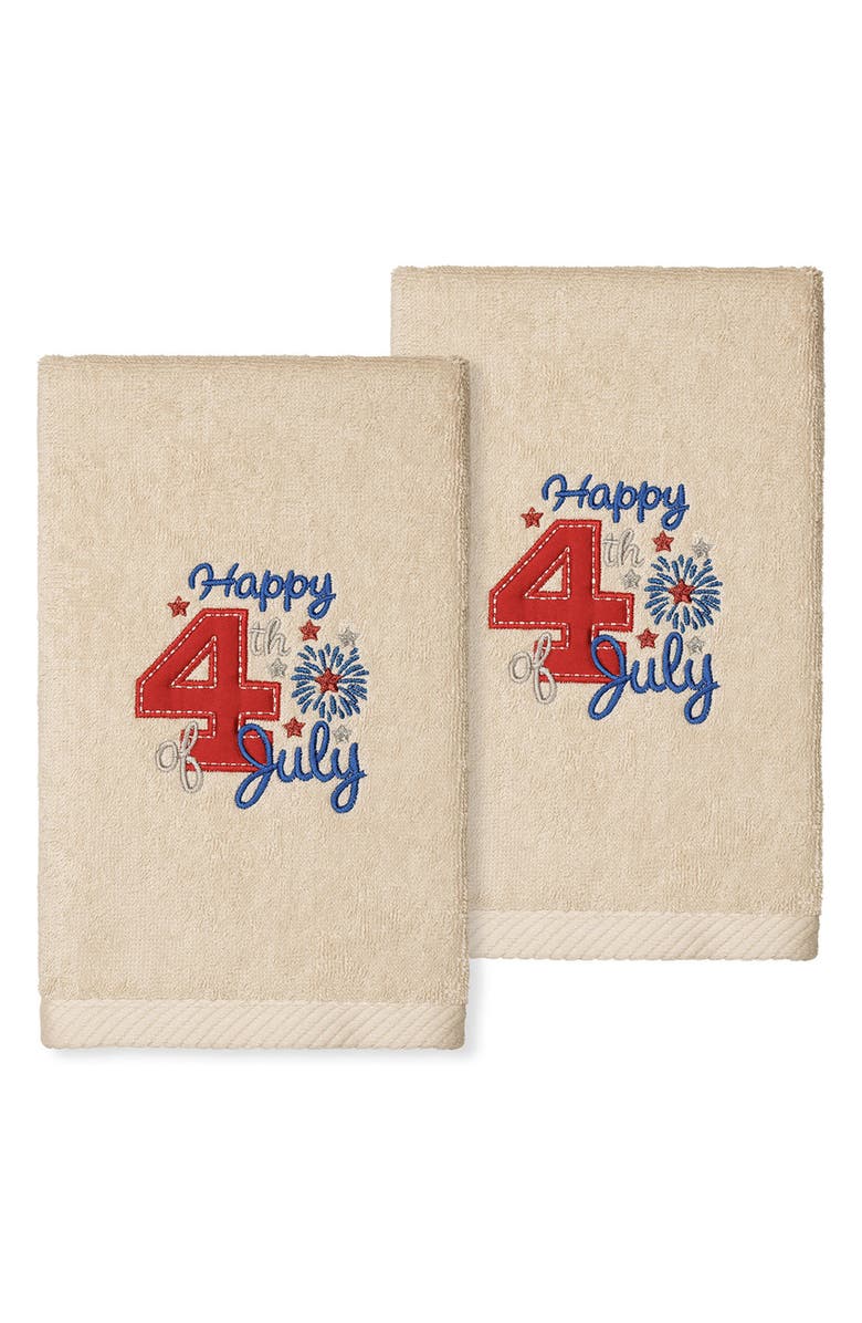 Linum Home Textiles 4th of July Embroidered Luxury Hand Towels - Set of 2, Main, color,