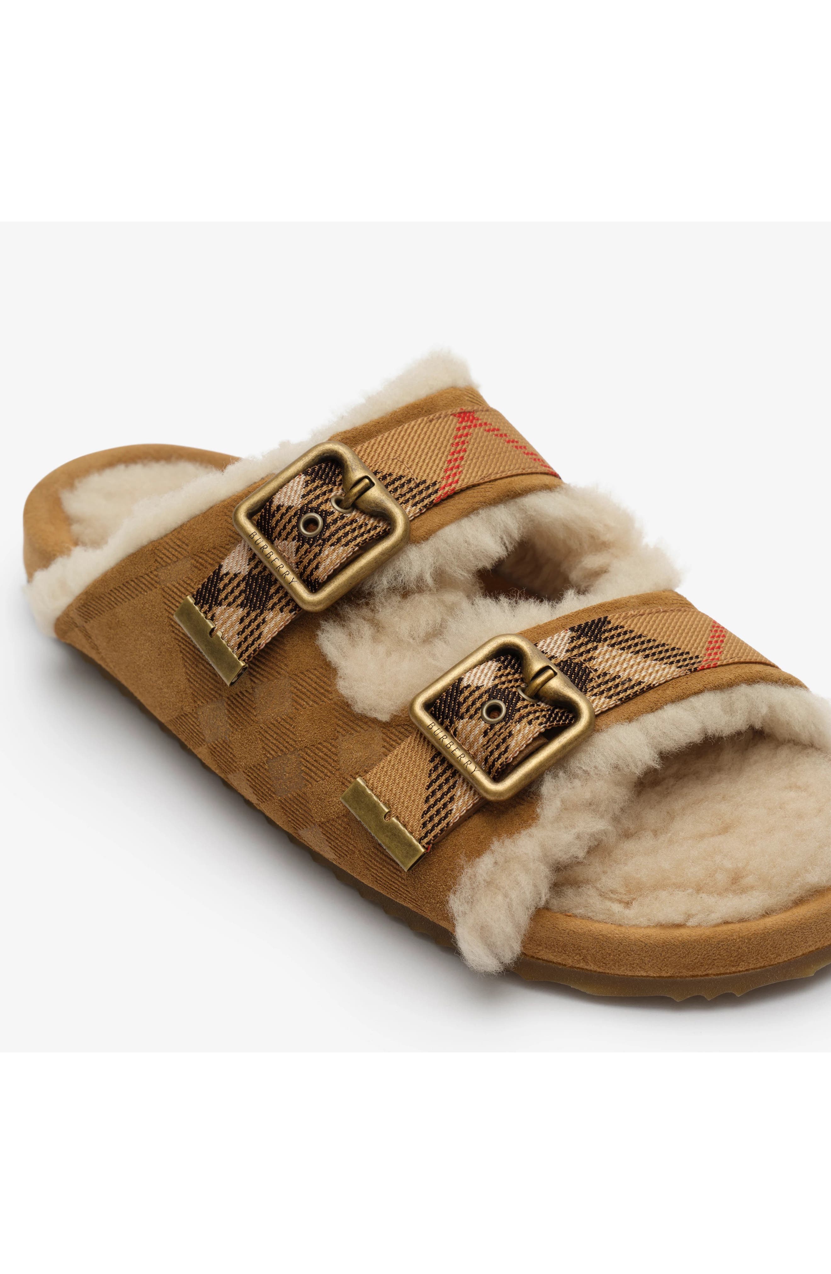 Urchin Genuine Shearling Slide Sandal, Alternate, color, JUTE