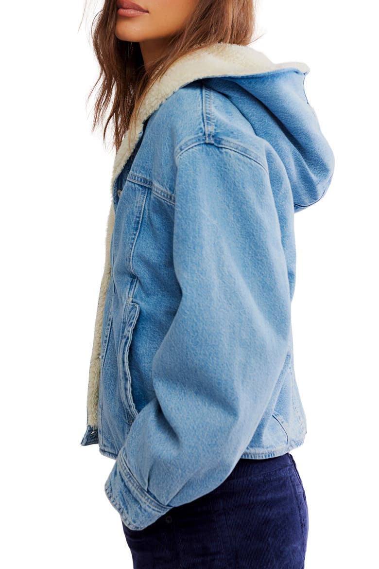 We the Free Asher Faux Shearling Lined Denim Jacket, Alternate, color, SNOWDRIFT WASH