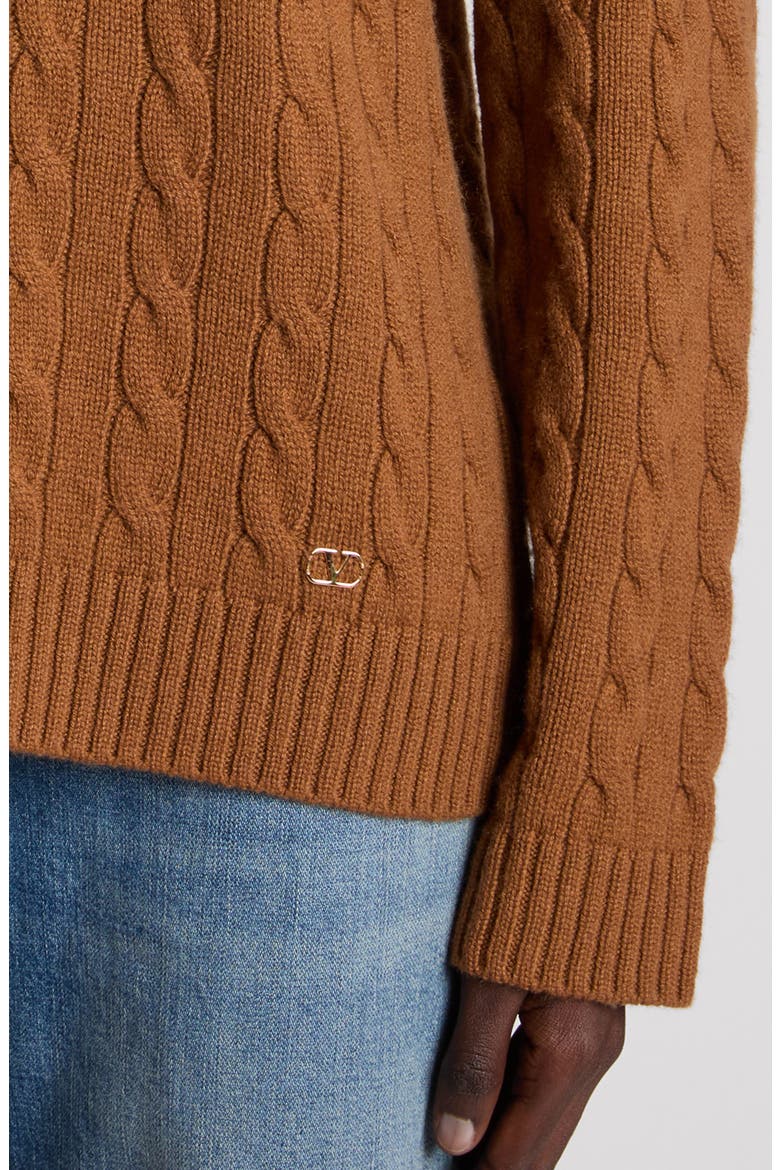Maglia VLOGO Cable Stitch Cashmere Crewneck Sweater, Alternate, color, BROWN