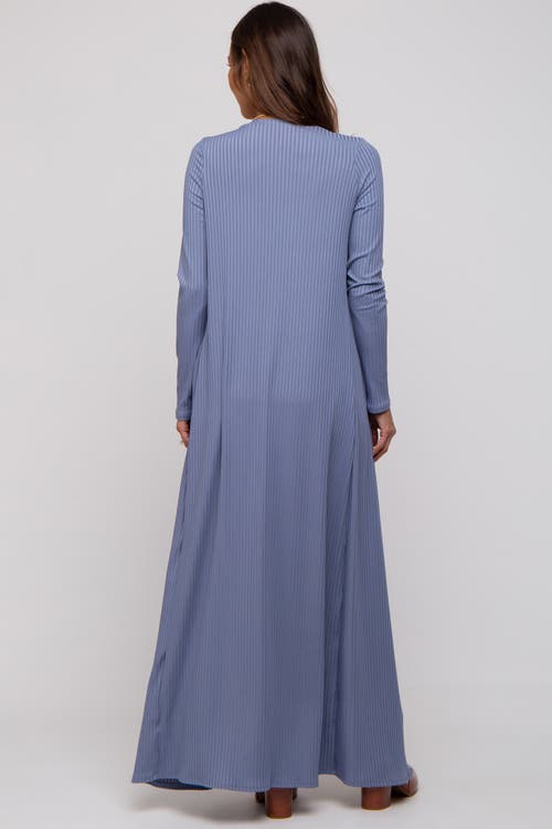 Pinkblush Ribbed Sleeveless Dress Cardigan Set In Blue