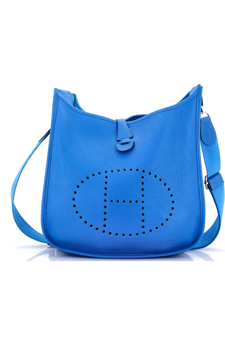 Pre-Owned Hermes Evelyne Bag Gen III Clemence PM, Main, color, Bleu Zanzibar