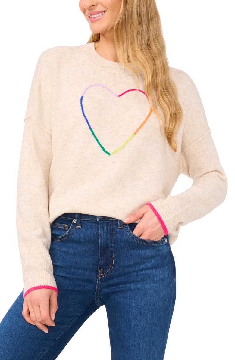 CeCe Heart Embroidered Sweater, Main, color, 