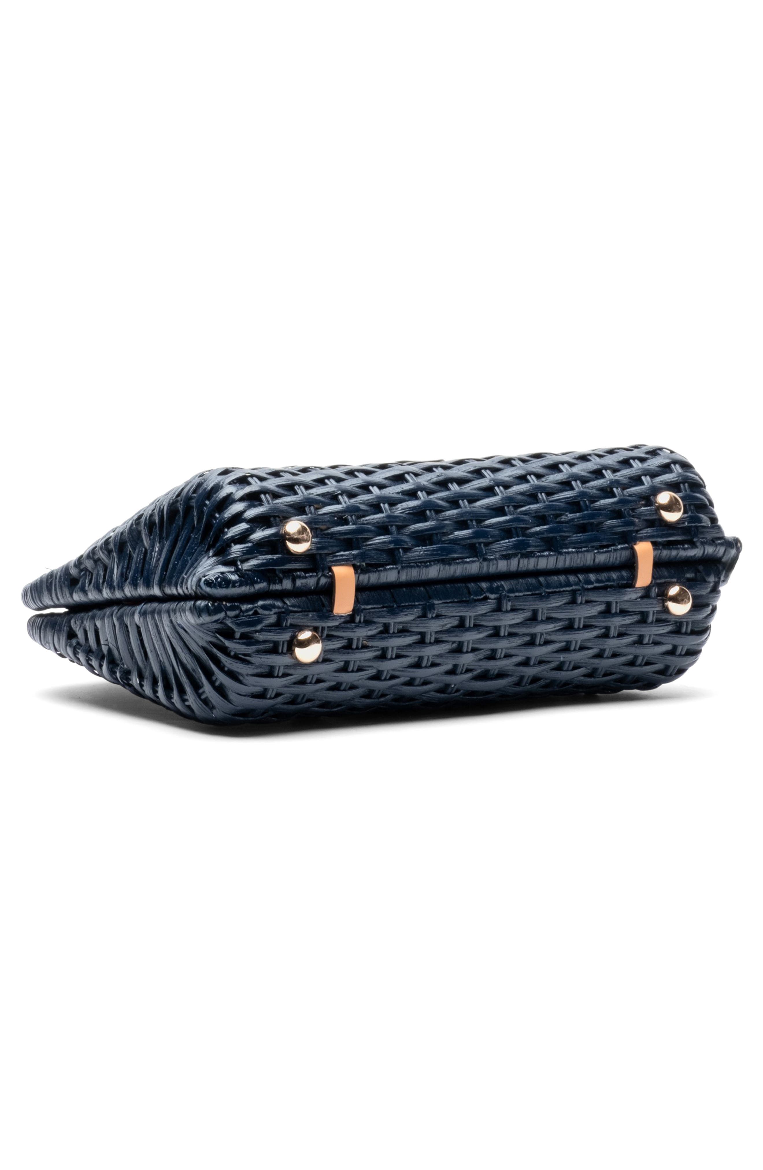Buzzy Woven Wicker Top Handle Bag, Alternate, color, NAVY