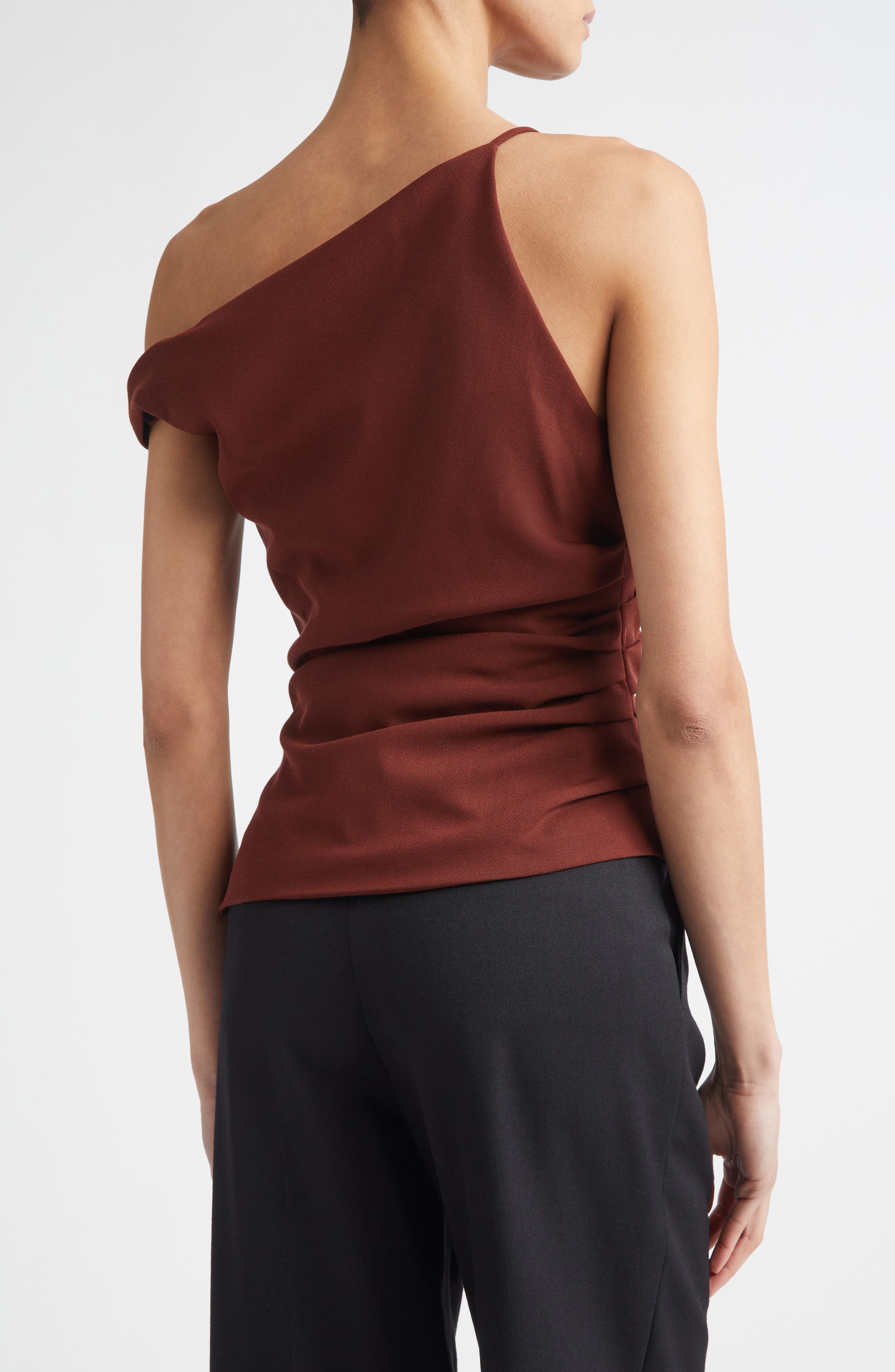 Leia Ruched One-Shoulder Wool Blend Top - image 2
