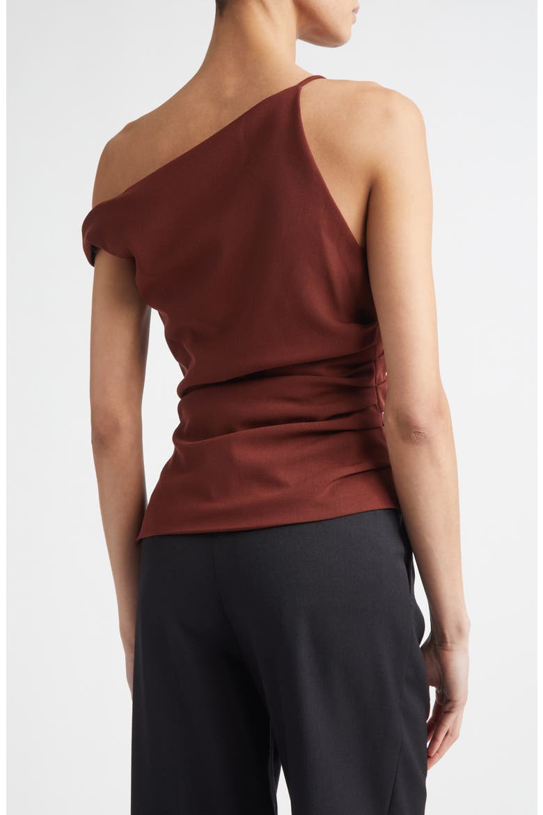 Leia Ruched One-Shoulder Wool Blend Top, Alternate, color, RUST