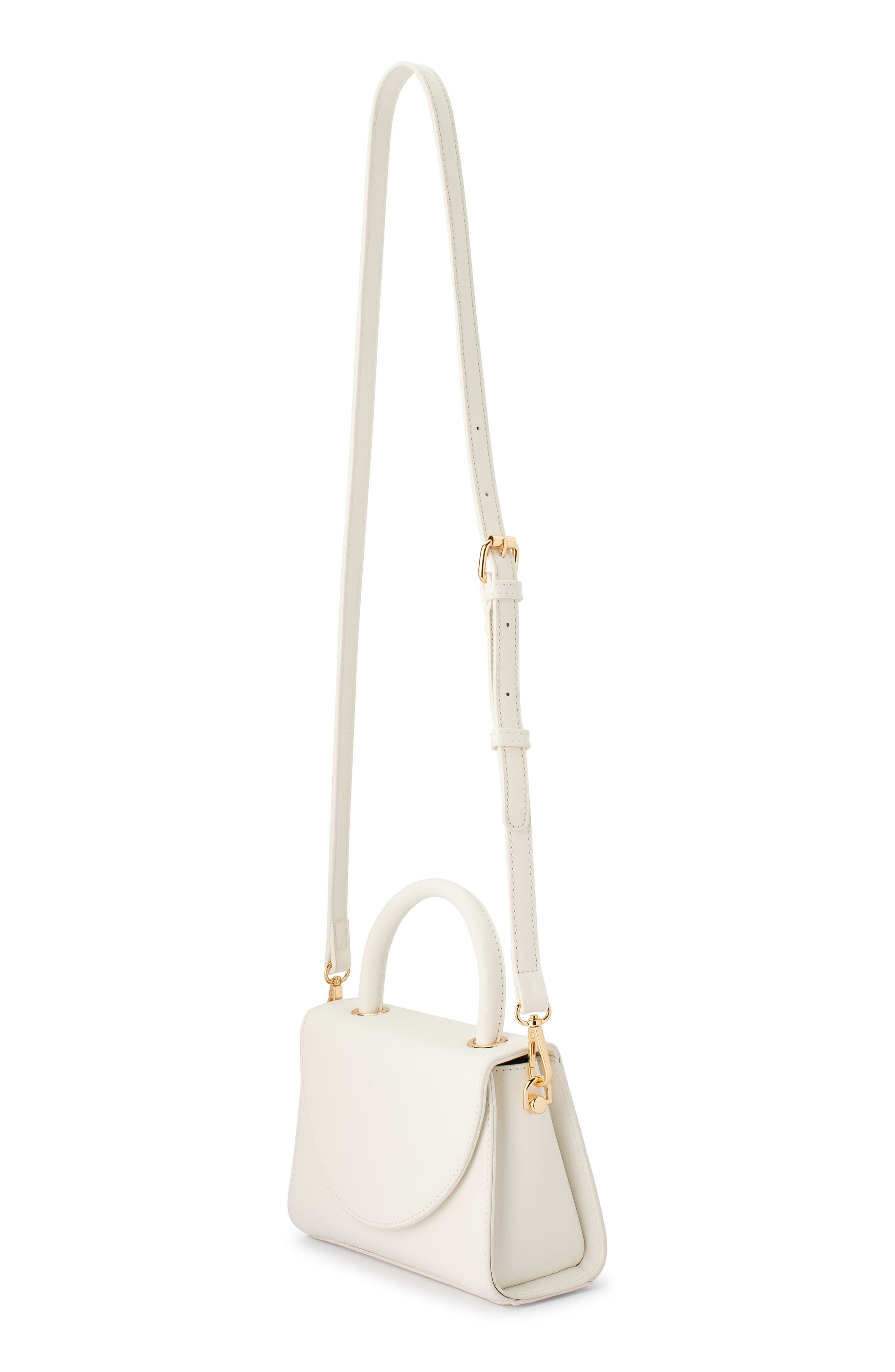Olga Berg Sasha Faux Leather Top Handle Bag, Alternate, color, White