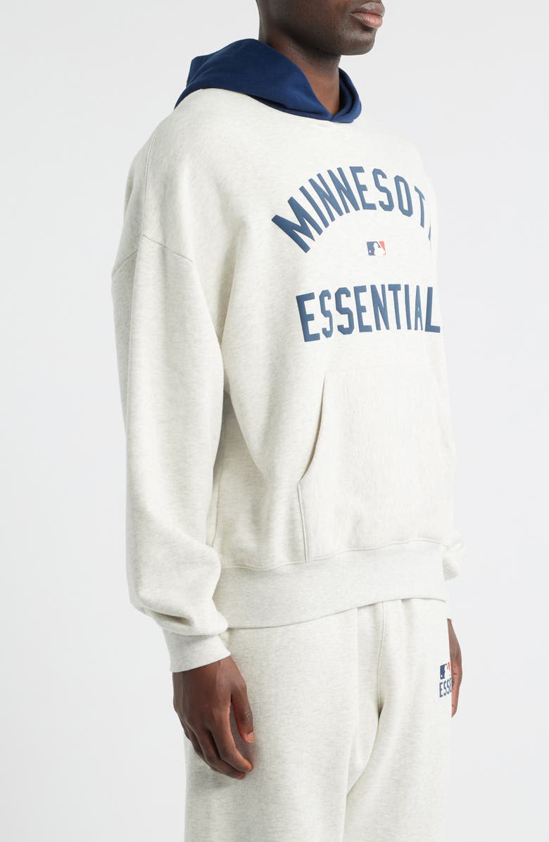 Fear of God Essentials Twins Relaxed Fit Cotton Hoodie, Alternate, color, Light Heather/ Navy Blue