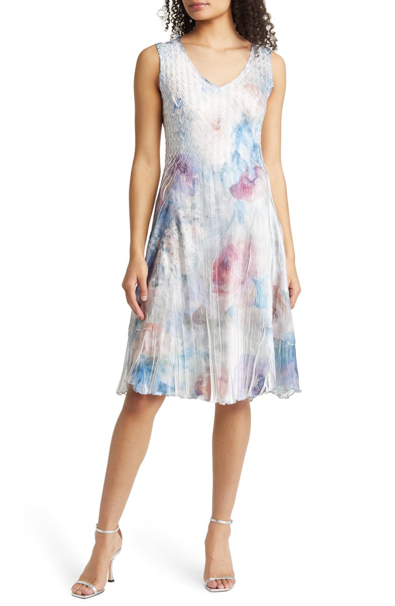 Komarov Print Charmeuse & Chiffon Midi Dress & Jacket, Alternate, color, 