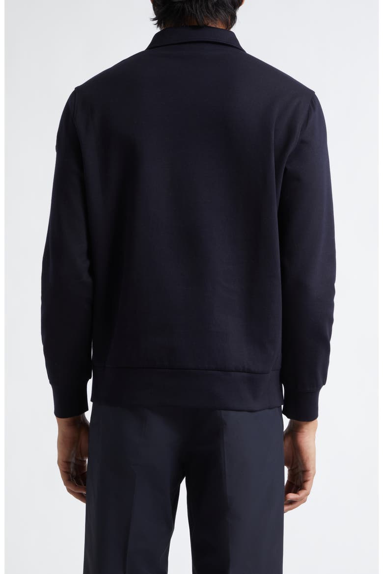 Leather Logo Cotton Blend Half Zip Pullover, Alternate, color, NIGHT SKY