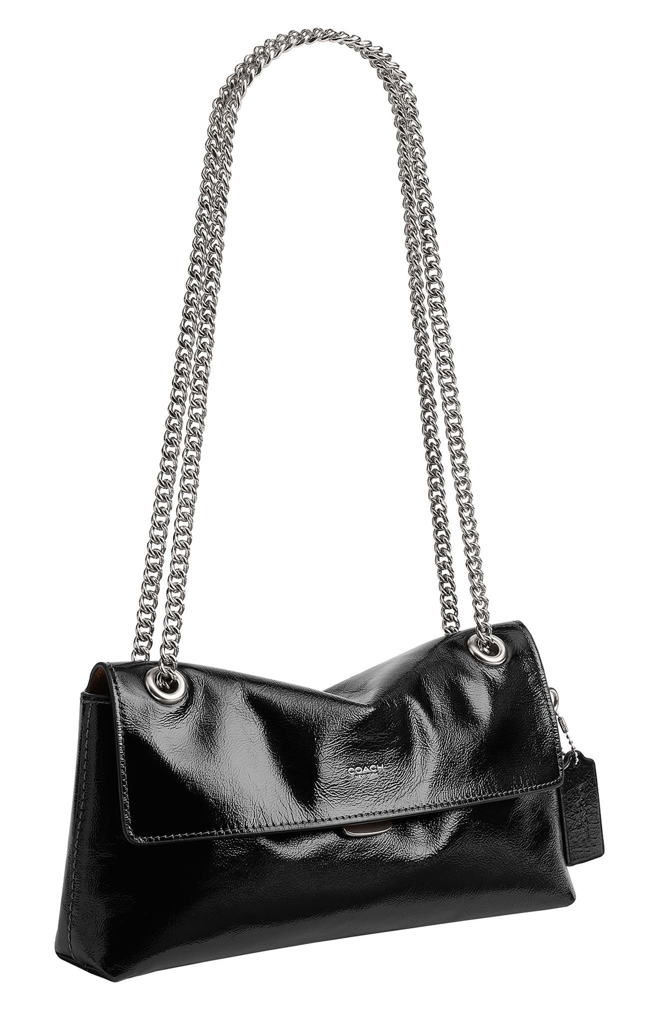 Chelsea 26 Glazed Leather Shoulder Bag, Alternate, color, LH/ BLACK