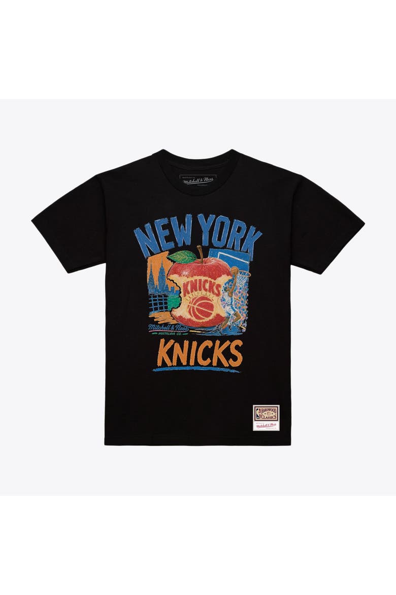 Men's Mitchell & Ness Black New York Knicks Concrete Apple T-Shirt, Main, color, Black