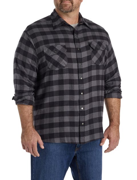 Big & Tall Small Plaid Flannel Sport Shirt