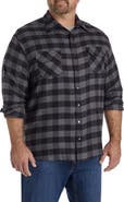 Harbor Bay by DXL Big & Tall Small Plaid Flannel Sport Shirt