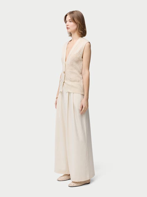 Gobi Mongolian Cashmere Mixed Pattern Cashmere Vest In Off White