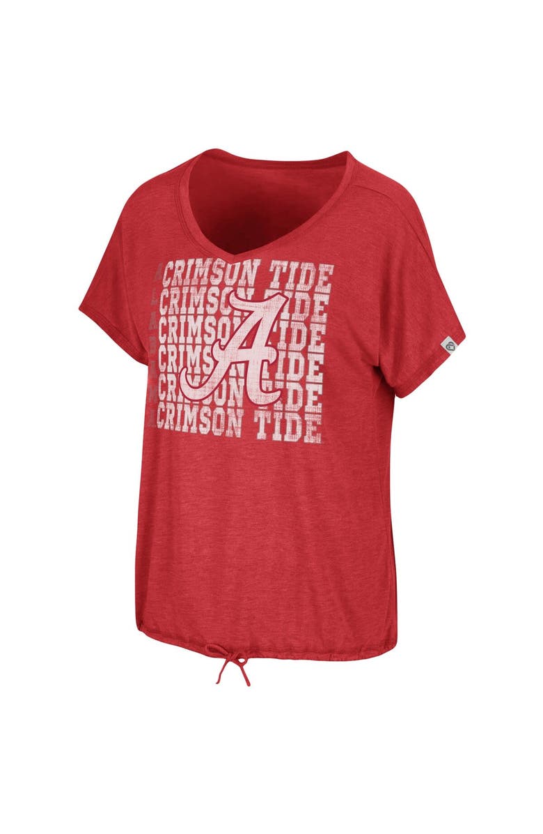 COLOSSEUM Women's Colosseum Heathered Crimson Alabama Crimson Tide Fifth Sense Drawcord V-Neck T-Shirt, Alternate, color, 