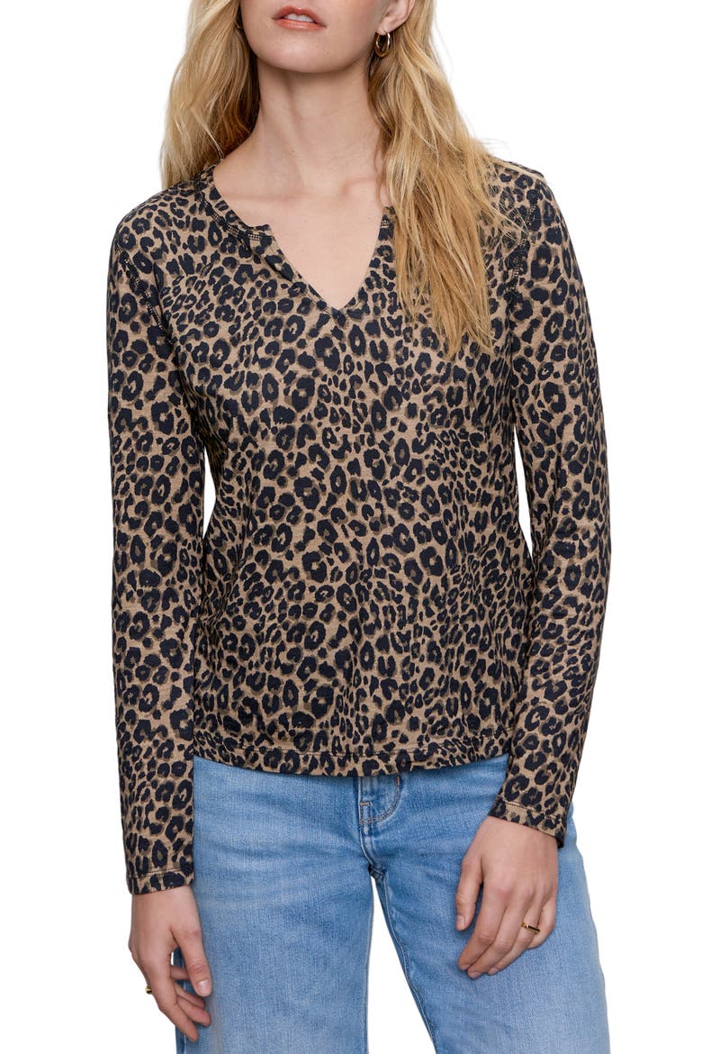 Print Split Neck Knit Top, Main, color, FRENCH KIT