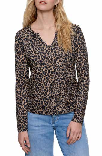 Sanctuary Print Split Neck Knit Top