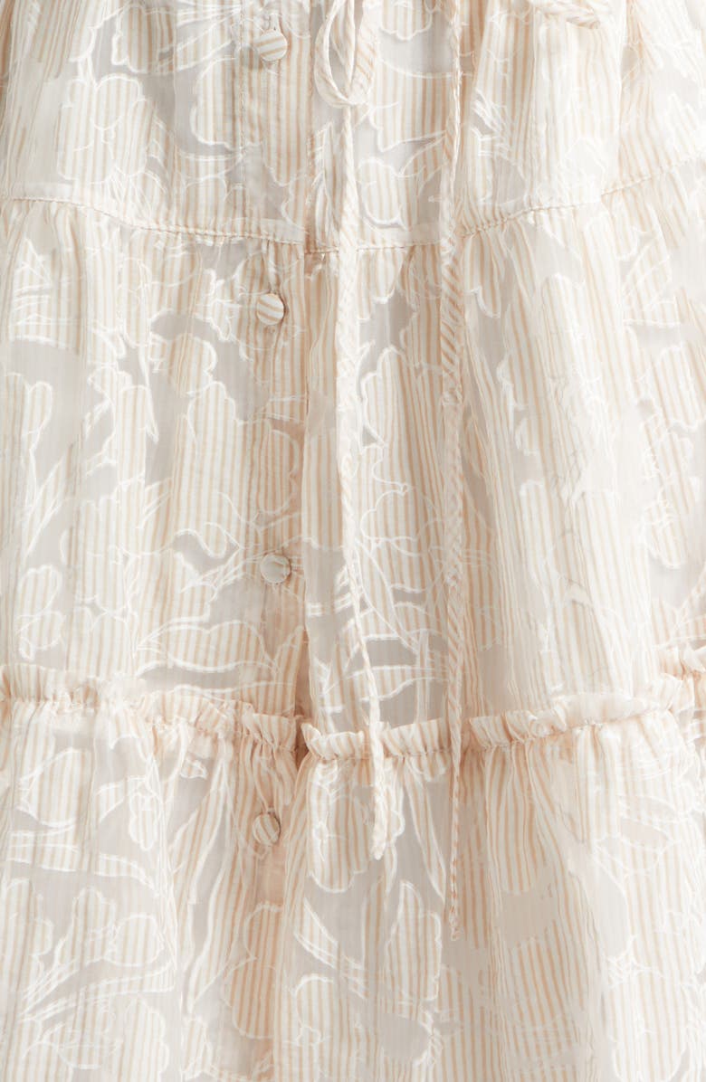 Cinq à Sept Rayla Floral Jacquared Tiered Shirtdress, Alternate, color, Khaki Multi