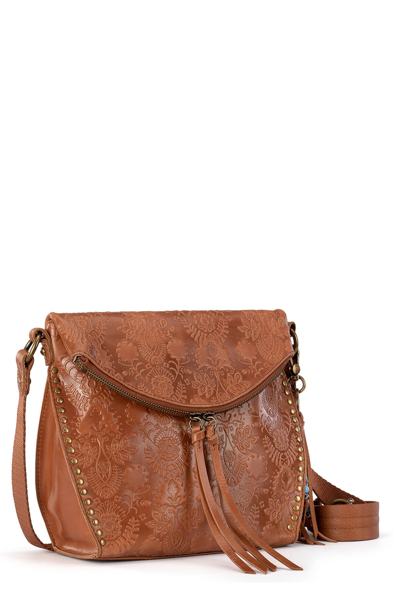 Silverlake Crossbody Bag - Leather, Alternate, color, TOBACCO FLORAL EMBOSSED