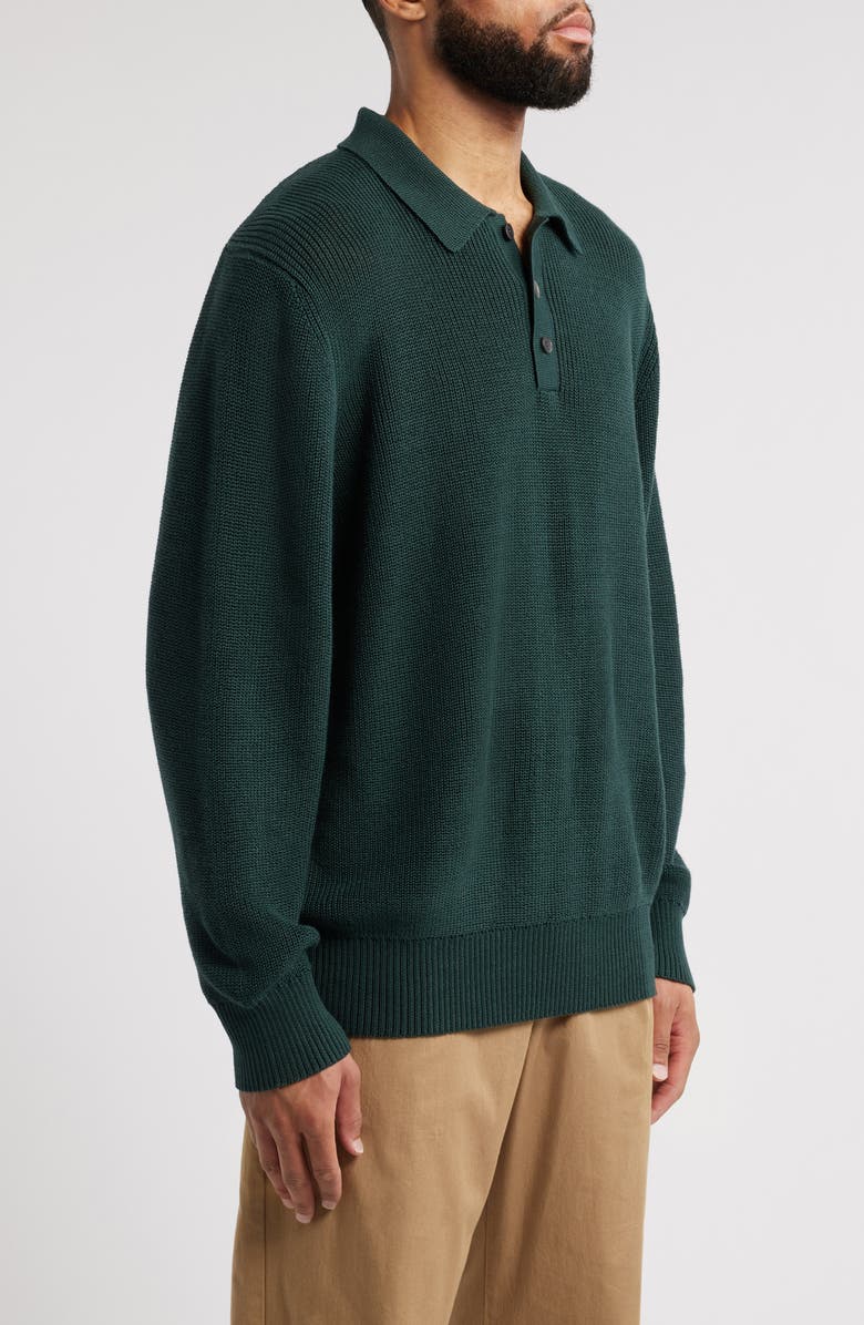 Corridor Slouchy Cotton Polo Sweater, Alternate, color, Grn