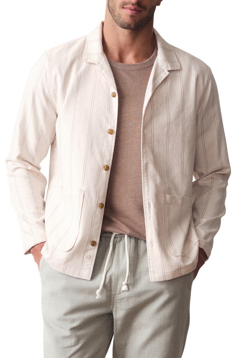 Sergio Hemp Blend Overshirt, Main, color, NATURAL/ BROWN STRIPE