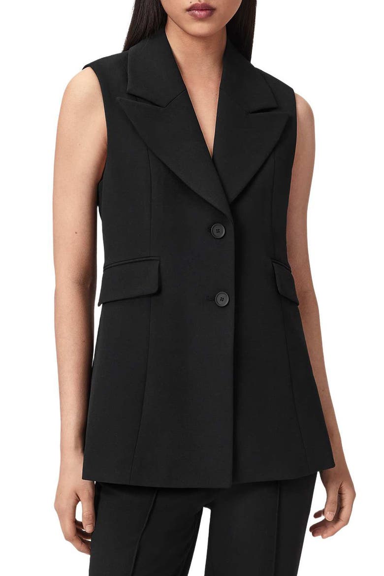 Astra Longline Waistcoat, Main, color, BLACK