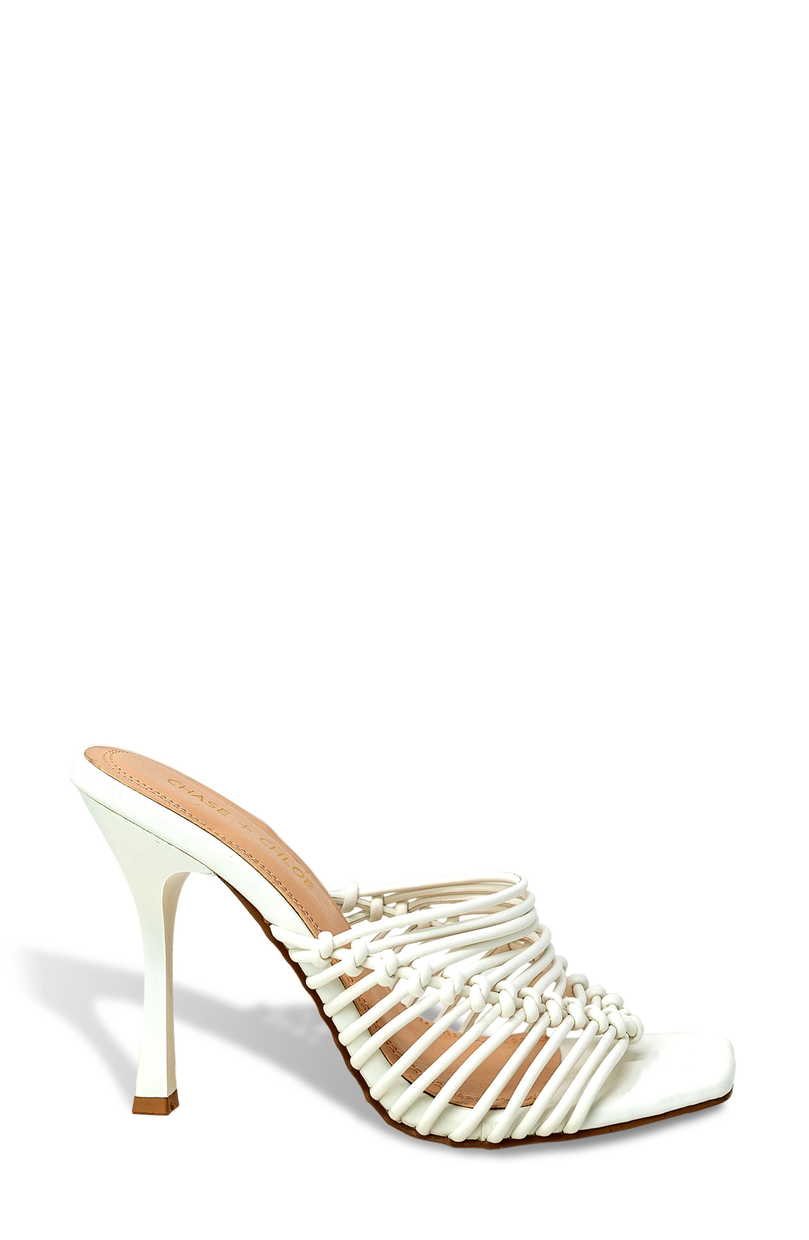 CHASE AND CHLOE Divine Caged Sandal, Alternate, color, White Pu