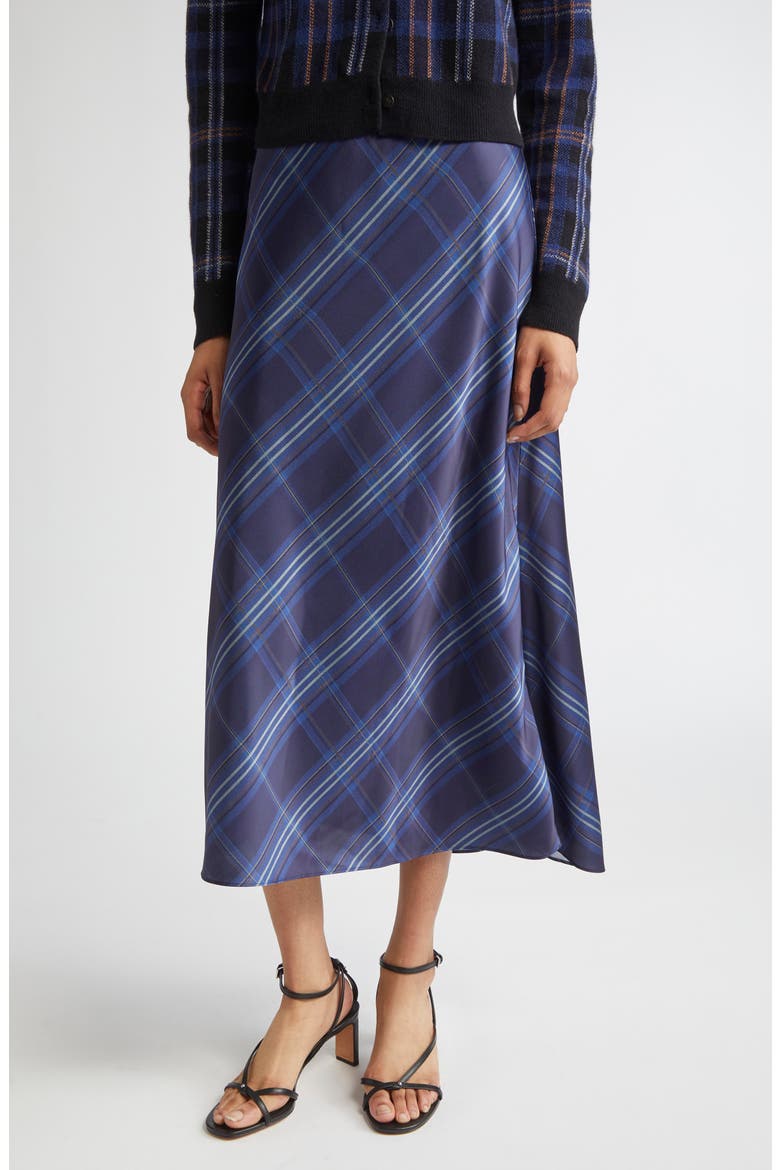 Plaid Satin Slipskirt, Main, color, CASPIAN