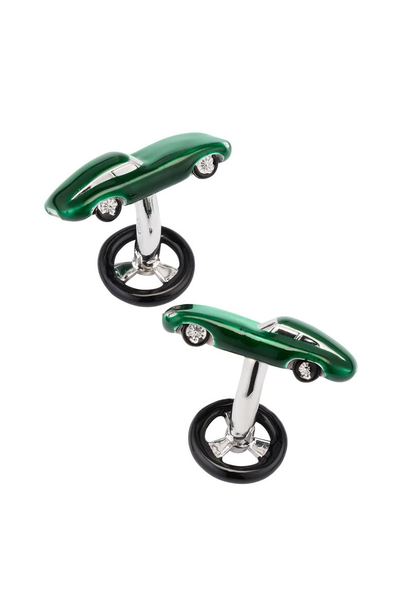 Jan Leslie Vintage Car Sterling with Steering Wheel Backs, Main, color, Green