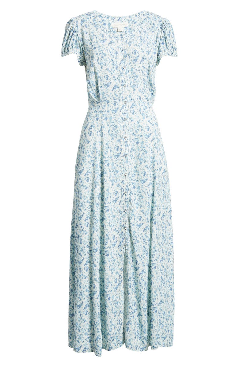 Treasure & Bond Floral Woven Maxi Dress, Alternate, color, Ivory- Blue Harlow Blooms