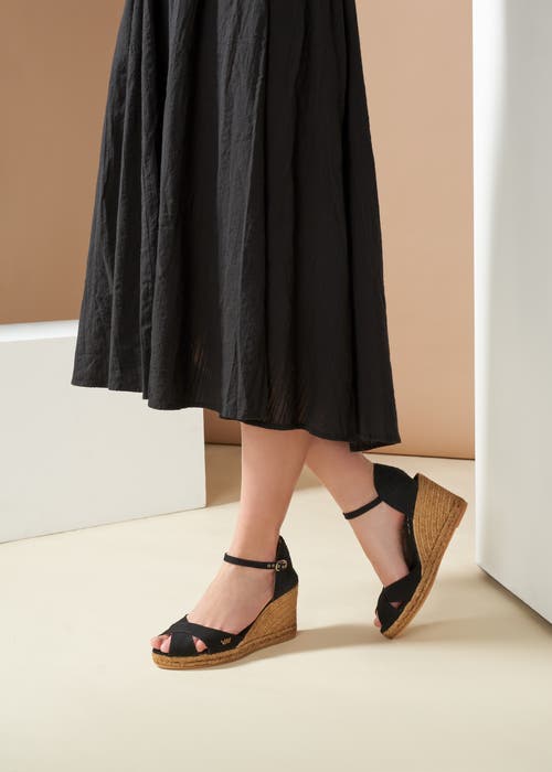 Viscata Aiguablava Canvas Espadrille Sandal Wedges In Black