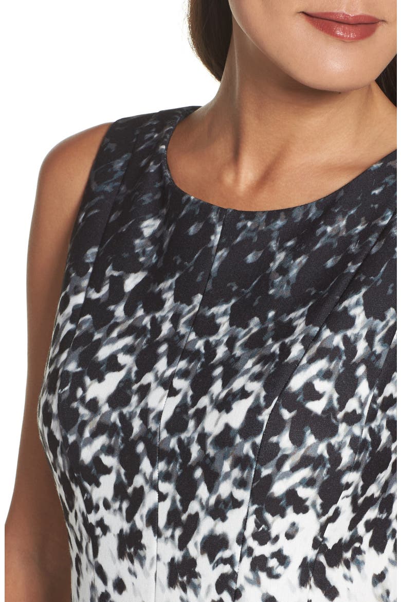 Ponte Fit & Flare Dress, Alternate, color, BLACK/ IVORY