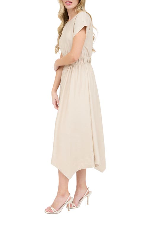 August Sky Asymmetric Shift Dress In Light Khaki
