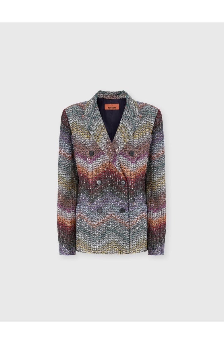 Missoni Double-breasted Viscose Lamé Blazer With Sequins, Main, color, Multicoloured