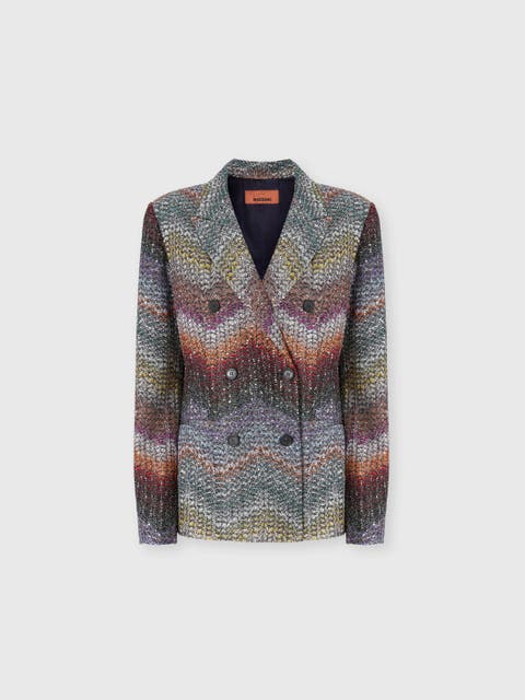 Double-breasted Viscose Lamé Blazer With Sequins