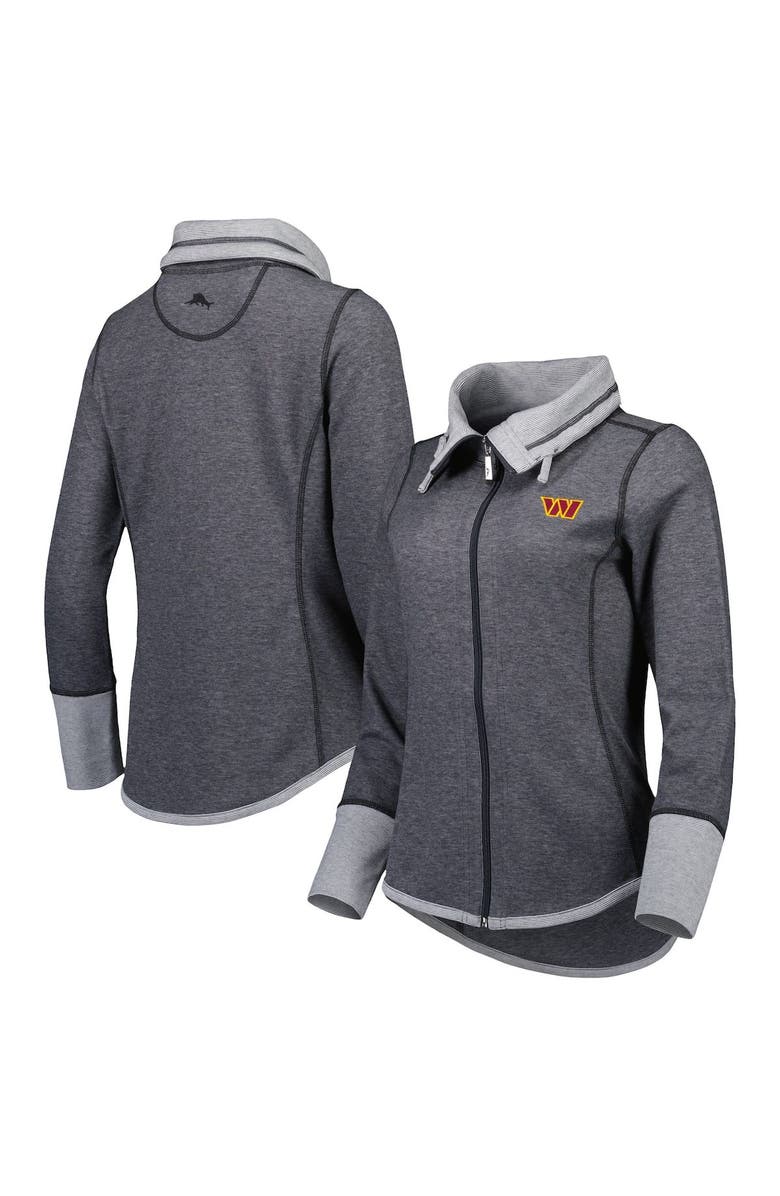 Tommy Bahama Women's Tommy Bahama Heathered Black Washington Commanders Sport Sun Fade Full-Zip Sweatshirt, Main, color, Heather Black