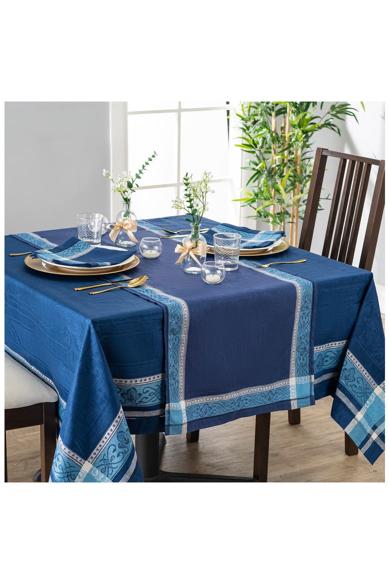 Astra Linen Tablecloth - 71" x 71", Alternate, color, SHADES OF BLUE
