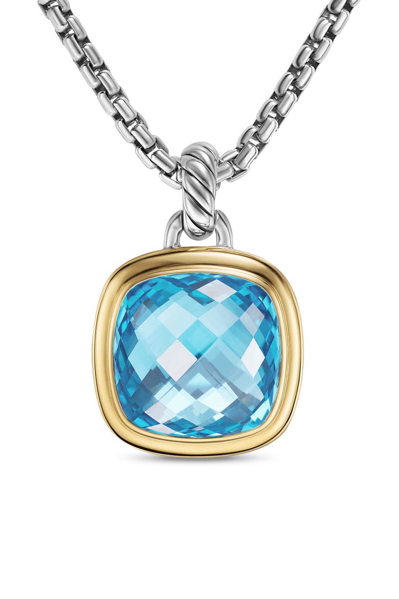Albion® Pendant in Sterling Silver with 18K Yellow Gold & Blue Topaz, 15mm, Main, color, BLUE TOPAZ