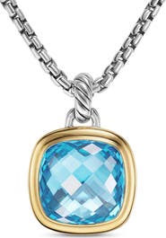 David Yurman Albion® Pendant in Sterling Silver with 18K Yellow Gold & Blue Topaz, 15mm