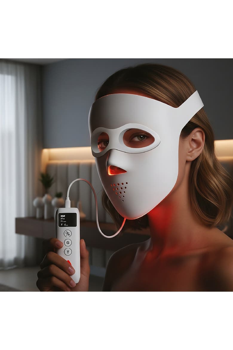 3D Soft-Silicone LED Light Therapy Mask with Smart Controller, Alternate, color, White
